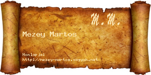 Mezey Martos névjegykártya